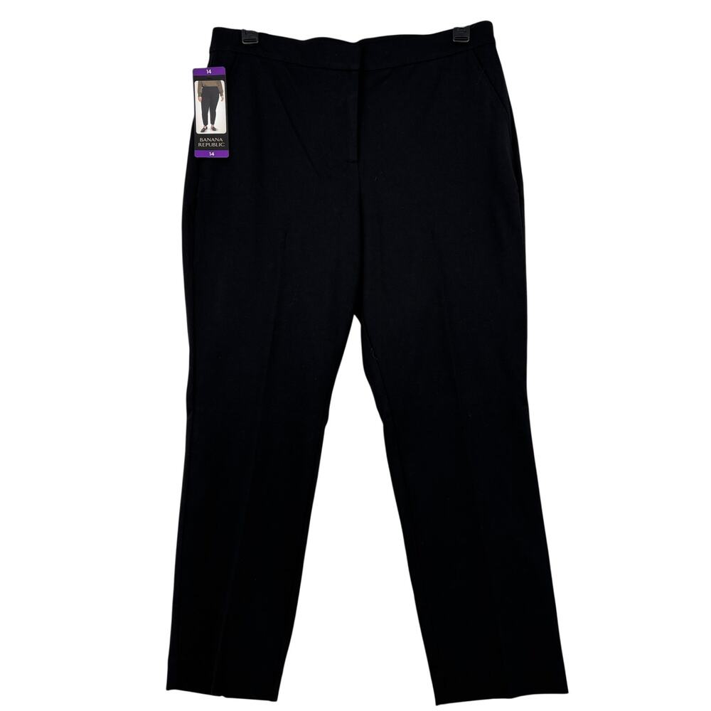 Banana Republic Pont Knit Pant Womens Size 14 Black High Rise Stretch Minimalist - Picture 2 of 15